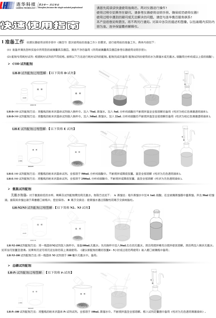 連華科技COD、氨氮、總磷、濁度等多參數水質分析儀5B-3B型(V8)快速入門手冊